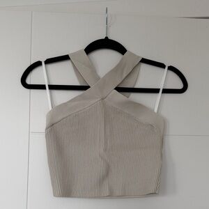 Beige Cross-Back Women's Top